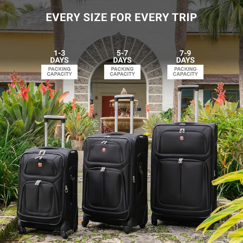 SwissGear Sion Softside Expandable Luggage, Black, Carry-On 21-Inch