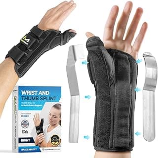 BraceAbility Wrist and Thumb Spica Splint - De Quervain's Tenosynovitis Long Forearm Cast Stabilizer for Tendonitis, Sprains, Thumb Brace for Arthritis Pain and Support - (S Left Hand)