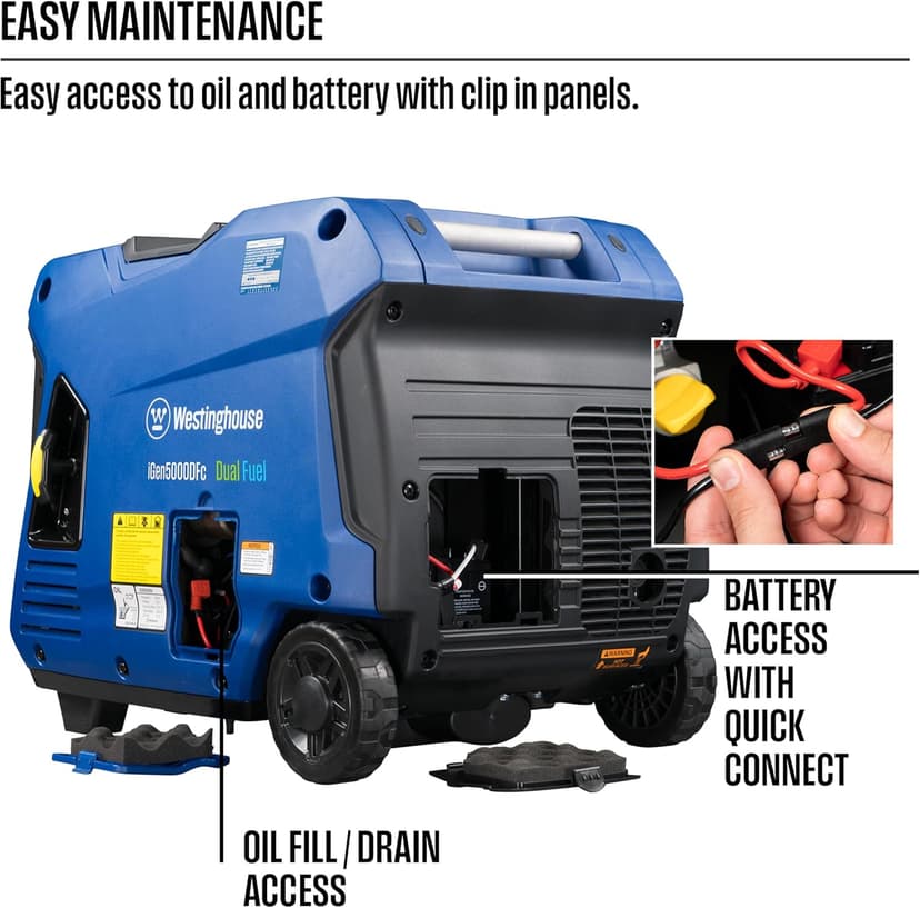 Westinghouse 5000 Peak Watt Super Quiet Dual Fuel Portable Inverter Generator, Remote Electric Start, Gas & Propane Powered, RV Ready, CO Sensor, Parallel Capable