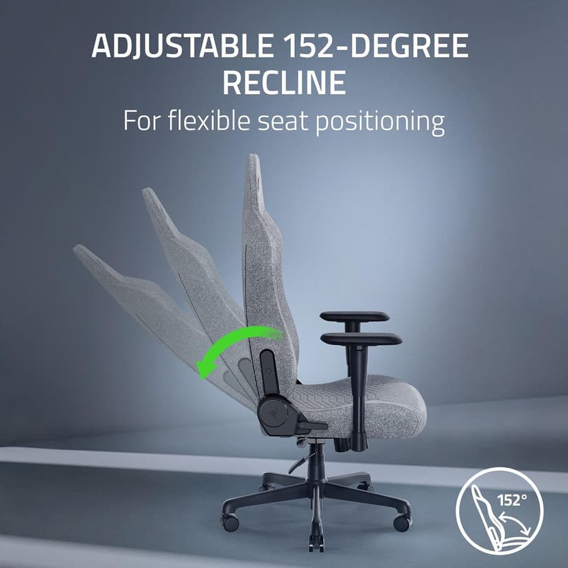 Razer Iskur V2 X Ergonomic Gaming Chair: Built-in Lumbar Support - Widened Seat - High Density Foam Cushions - Adjustable 152 Degree Recline - 2D Armrests - Plush Fabric Finish - Light Gray Edition