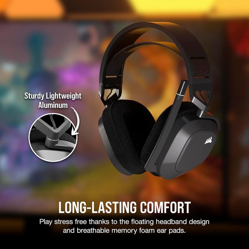 Corsair HS80 MAX Wireless Multiplatform Gaming Headset with Bluetooth – Dolby Atmos – Broadcast Quality Microphone – iCUE Compatible – PC, Mac, PS5, PS4, Mobile – Steel Gray