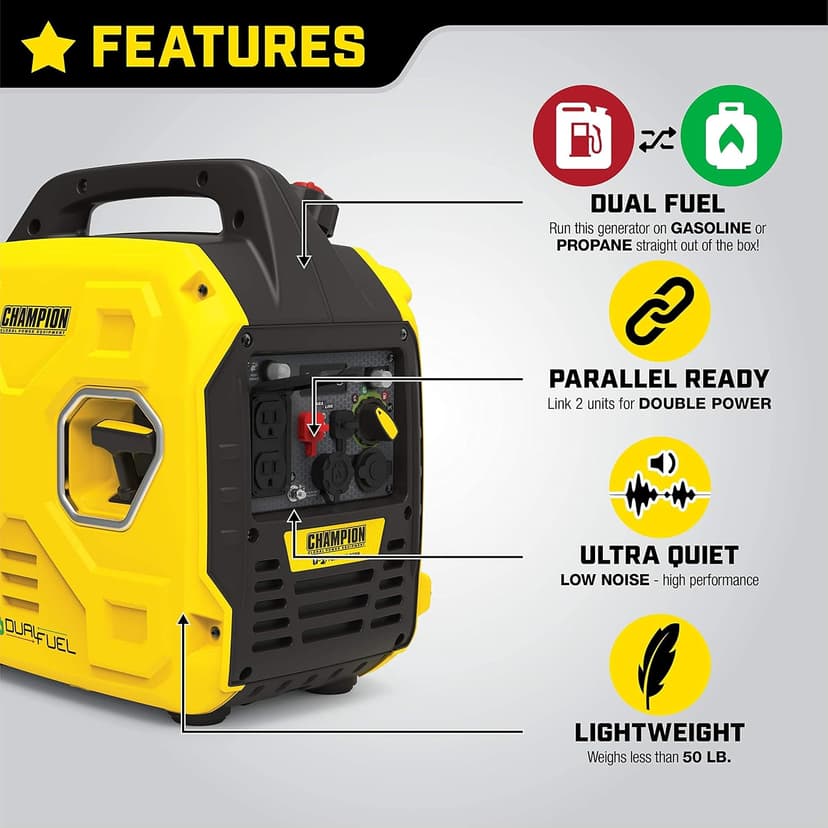Champion Power Equipment 2500-Watt Ultralight Portable Dual Fuel Inverter Generator