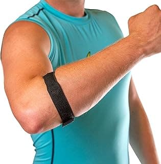 BraceAbility Epicondylitis Brace | Elbow Strap for Medial/Lateral Epicondyle Pain and Tendonitis Arm Compression Support Band for Men or Women (One Size Fits Most)