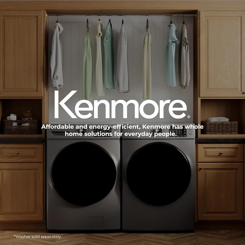 Kenmore 2682273 Front Load Electric Dryer with Steam, Wrinkle Guard, Energy Saver, Smart Sensor Drying System, 8.0 cu. ft. Total Capacity, Metallic Silver