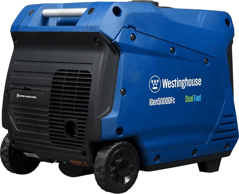 Westinghouse 5000 Peak Watt Super Quiet Dual Fuel Portable Inverter Generator, Remote Electric Start, Gas & Propane Powered, RV Ready, CO Sensor, Parallel Capable