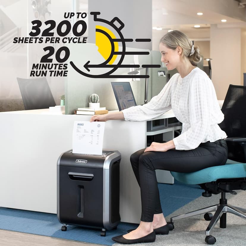 Fellowes ‎Powershred 79Ci 16-Sheet 100% Jam-Proof Heavy Duty Crosscut Paper Shredder Machine for Office and Home, Black/Dark Silver 3227919