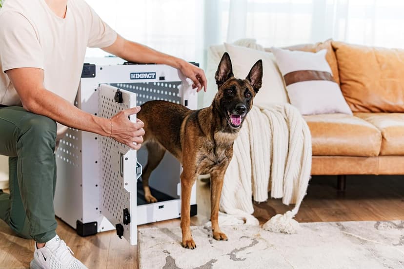 Impact Indestructible High Anxiety Dog Crate for Large Dogs - Heavy Duty Escape Proof Indoor Dog Kennel with Powder-Coated Aluminum - Ideal for Escape Artists (White, 40" (40.5" L x 23" W x 29" H)