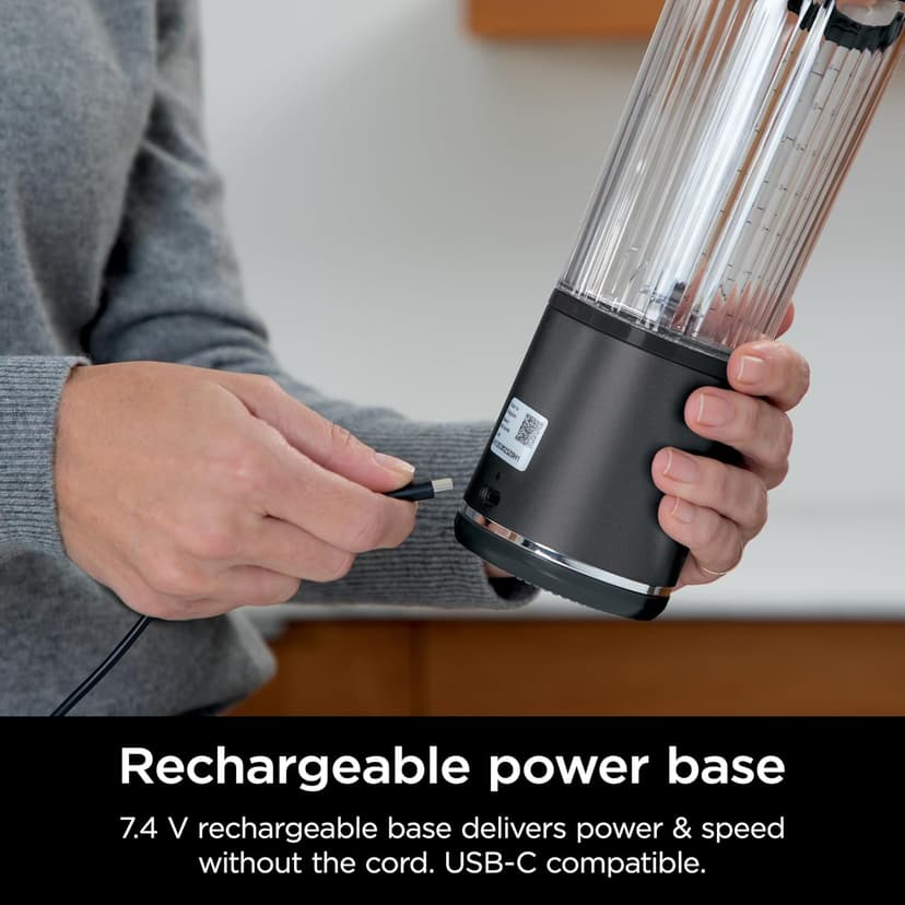 Ninja Blast Portable Blender, Cordless, 18oz. Vessel, Personal Blender For-Shakes and Smoothies, BPA Free, Leakproof-Lid and Sip Spout, USB-C Rechargeable, Dishwasher Safe, Metallic Black, BC151MB