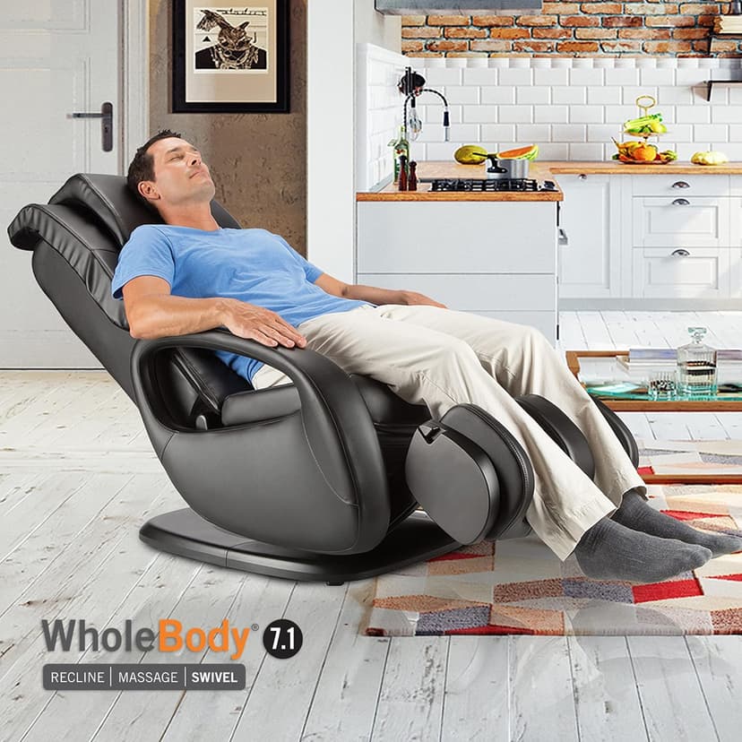 Human Touch WholeBody 7.1 Living Room Recliner Massage Chair - Full Body Professional Grade Personal Massage - Relaxation w Heat for Targeted Stress + Muscle Pain Relief with Foot Calf - Black