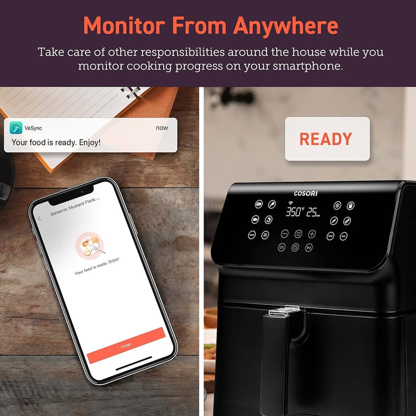 COSORI Air Fryer Pro Smart 5.8QT that Roast, Bake, 3-Way Control, 12-IN-1 Customizable Functions, Online Recipes, Detachable Basket, Works with Alexa & Google Assistant