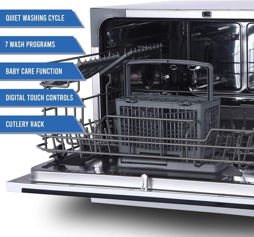 Farberware Portable Countertop Dishwasher - 7-Program System for Home, RV, and Apartment - Wash Dishes, Glass, and Baby Products - Hookup Required