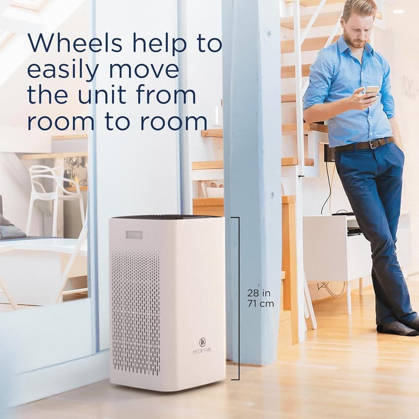 Medify MA-112 Air Purifier with True HEPA H13 Filter | 2,640 ft² Coverage in 1hr for Smoke, Wildfires, Odors, Pollen, Pets | Removal to 0.1 Microns | White, 1-Pack