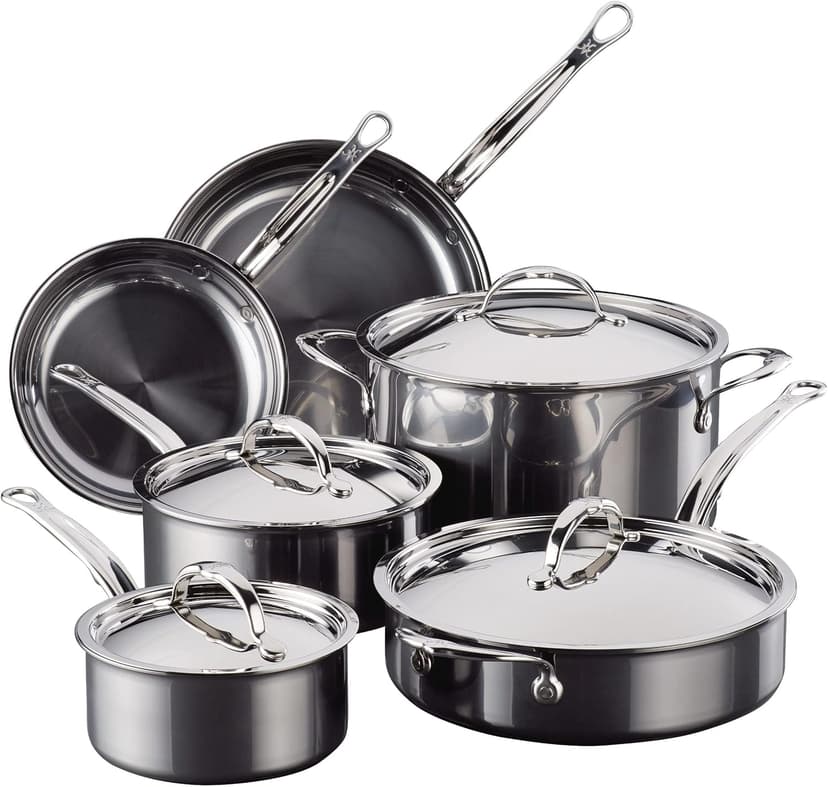 Hestan - NanoBond Collection - Titanium Stainless Steel 10-Piece Ultimate Cookware Set - Toxin, PFAS, & Chemical Free Clean Cookware, Induction Cooktop Compatible