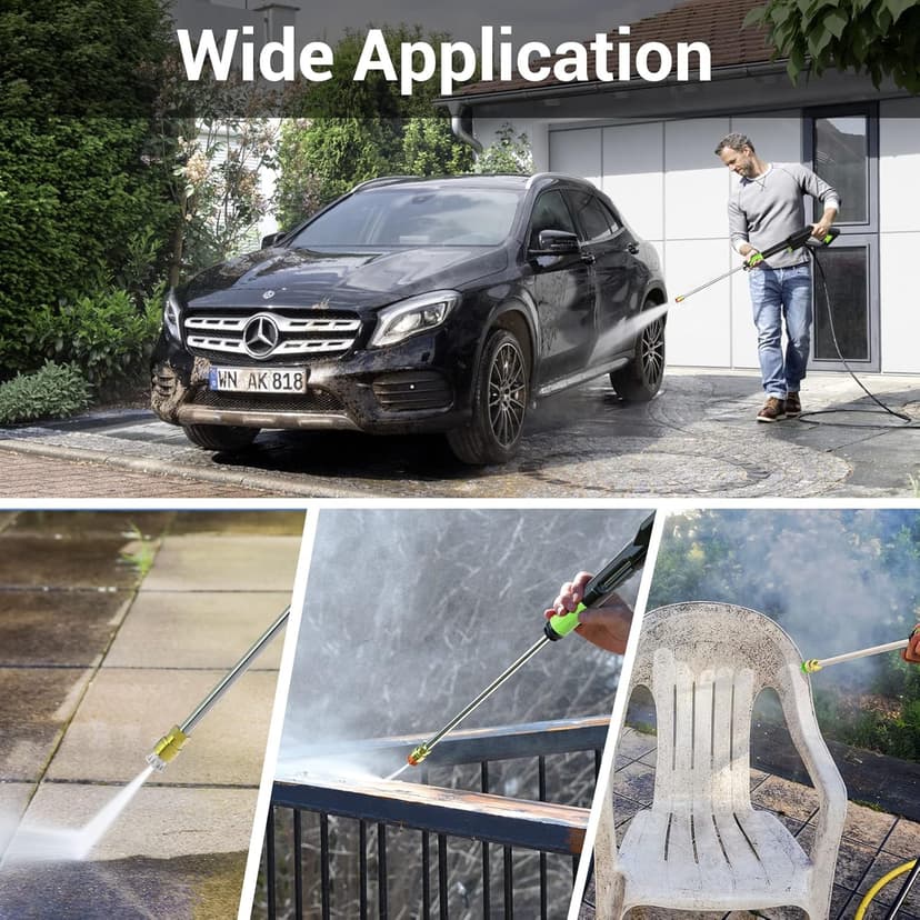 Rock&Rocker Electric Pressure Washer, Power Washer 2150PSI Max 2.6 GPM Power Washer with Hose Reel, 4 Quick Connect Nozzles, Soap Tank, for Fence, Green (HRX14P-2)