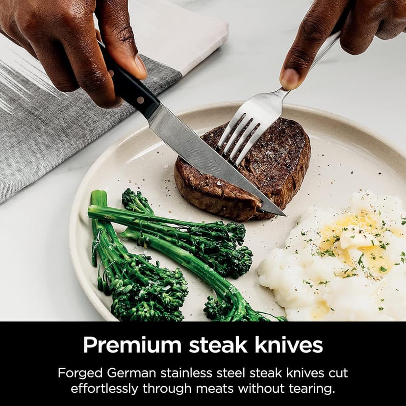 Ninja K32012 Foodi NeverDull Premium Knife System, 12 Piece Knife Block Set with Built-in Sharpener, German Stainless Steel Knives, Black