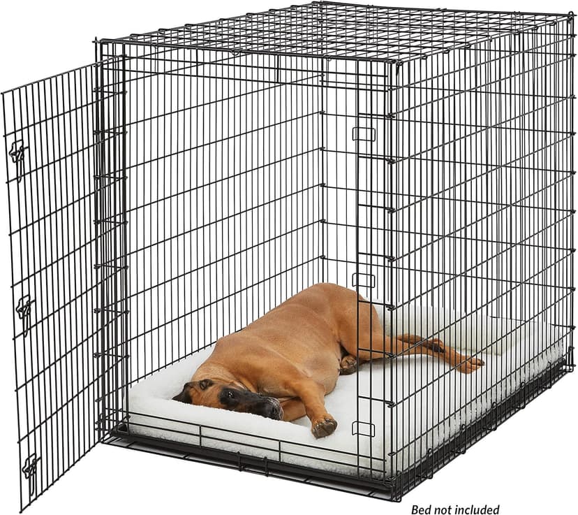 Midwest Homes for Pets Ginormous Single Door 54-Inch Dog Crate for XXL Dogs Breeds; Great Dane, Mastiff, St. Bernard, Drop Pin Assembly Requires Two People; Divider Panel Not Included; Black: SL54