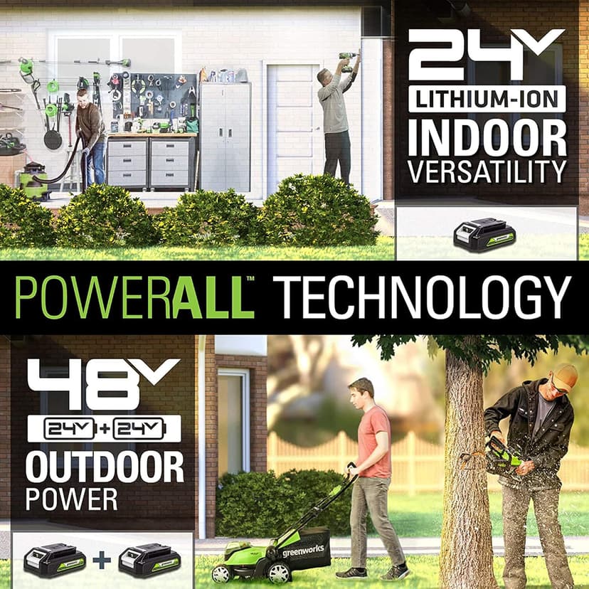 Greenworks 48V (2 x 24V) 17" Cordless (Push) Lawn Mower (125+ Compatible Tools), (2) 4.0Ah Batteries and Dual Port Rapid Charger Included