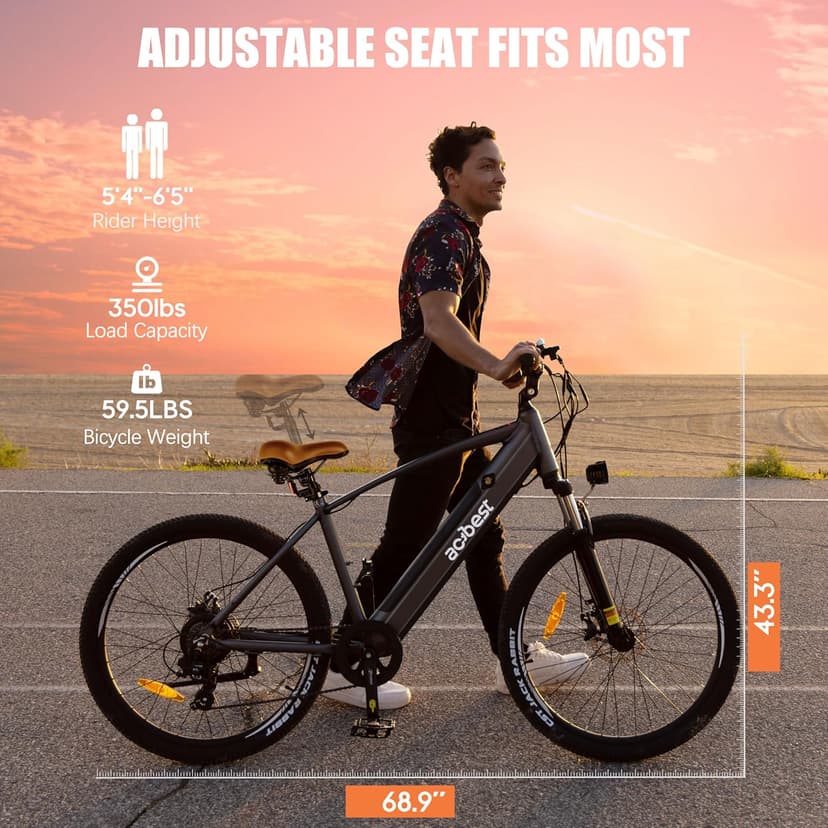 Core Electric Bike for Adults - Peak 1000W Brushless Motor Ebike, 468&500Wh Removable Built in Battery 26&27.5X2.1 Tire Step Over Bicycle with 7 Speed, Commute E Bikes