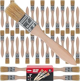 U.S. Art Supply 36 Pack of 1 inch Paint and Chip Paint Brushes for Paint, Stains, Varnishes, Glues, and Gesso