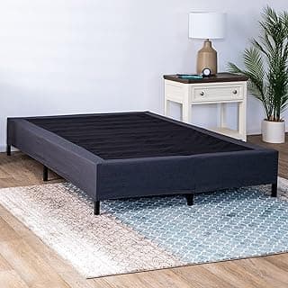 GhostBed Mattress Foundation & Box Spring in One - Metal Platform Bed Frame with Steel Slat Support, Fabric Cover & Headboard Brackets - Queen