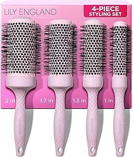 Lily England Round Blow Dry Brush Set for Women - Perfect for Voluminous Blowouts - Ceramic Ionic Technology - Luxury Gift for Her (Pink)