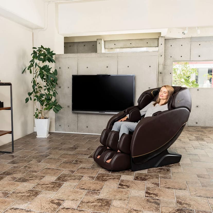 Inner Balance Jin 2.0 - Deluxe Heated SL Track Zero Gravity Massage Chair | Full Body Compression | Lumbar Heat Therapy | 6 Auto-Courses | Bluetooth Speaker (Espresso)
