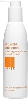LATHER Ultra Mild Face Wash - Extra Gentle Cleanser Face Wash for Sensitive Skin - Hydrating Foaming Cleanser & Makeup Remover - 6 Fl Oz