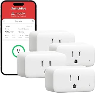【2025 New】 SwitchBot Smart Plug Mini 15A(4 Pack), Energy Monitor, Smart Home WiFi(2.4GHz) & Bluetooth Outlet, Compatible with Alexa & Google Home, APP Remote Control & Timer Function, No Hub Required