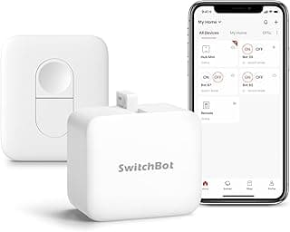 SwitchBot Smart Switch Pusher with Remote - No Wiring, Control with APP, Timer and Bluetooth Remote, Add SwitchBot Hub Mini to Make it Compatible with Alexa, Google Home, IFTTT (White)