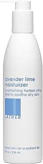 LATHER Lavender Lime Body Moisturizer, 8 fl oz - Daily Hydrating Body Lotion - Essential Oils & Vitamins - Aloe, Safflower Oil, Almond Oil, & Amino Acids - Vegan & Cruelty Free - Beauty & Skin Care