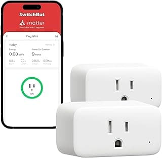 【2025 New】 SwitchBot Smart Plug Mini 15A(2 Pack), Energy Monitor, Smart Home WiFi(2.4GHz) & Bluetooth Outlet, Compatible with Alexa & Google Home, APP Remote Control & Timer Function, No Hub Required