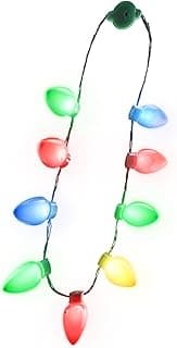 Windy City Novelties LED Light Up Christmas Bulb Necklace with 6 Dynamic Light Modes – Flashing Holiday Accessory for Parties, Parades & Festive Events