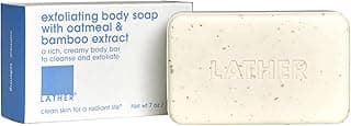 LATHER Exfoliating Bar Soap - Body Scrub Soap Bar - Cleanse, Purify & Exfoliate All at Once - Gentle Daily Use for Women & Men - Body Soap With Oatmeal & Bamboo Extract - 7 Oz (Pack Of 2)