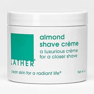 LATHER Almond Shave Crème, 4 oz - Non-Foaming Luxurious Shaving Cream for Women and Men - Almond Oil, Vitamin E, Omega Fatty Acids - Sensitive Skin Safe - Vegan & Cruelty Free - Beauty & Skincare