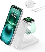 Belkin MagSafe Charger Compatible, 3-in-1 Charging Station, Qi2.2 25W Magnetic Wireless Charger Dock, Foldable Charging Stand for iPhone 17/16/15, Apple Watch, AirPods, Pixel 10 (45W Adapter Included)