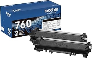 Brother Genuine High-Yield Black Toner Cartridge Twin Pack TN760 2Pk, TN7602PK,2 Pack