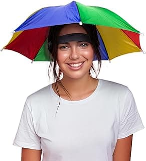 Windy City Novelties 13” Hands-Free Umbrella Hat – Sun & Rain Protection for Outdoor Events, Fishing, Festivals & Costume Fun – Adjustable Fit for Adults & Kids