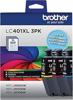 Brother Genuine LC401XL 3PK High Yield 3-Pack Color -Ink -Cartridges Includes 1- -Cartridge Each of Cyan, Magenta and Yellow -Ink.