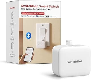 SwitchBot Smart Switch Button Pusher - Bluetooth Fingerbot for Rocker Switch/One-Way Button, Automatic Light Switch, Timer and APP Control, Works with Alexa When Paired with SwitchBot Hub (White)