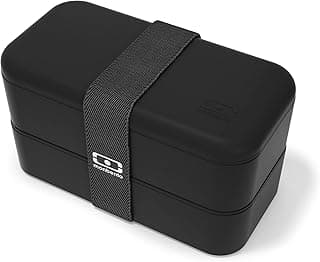 monbento Bento Box MB Original Onyx with Compartments - 2 Tier Leakproof Lunch Box for Work Lunch Packing and Meal Prep - BPA Free - Food Grade Safe Food Containers - Black