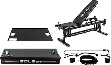 SOLE SRVO Weight Trainer, Resistance Bands and Pushup Stand, Strength Exercise Equipment for Daily at Home Gym Training - Includes 2 Wheels, Motorized Resistance System, Handles, Ropes, a Bar and Mat