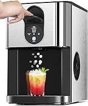 COWSAR Nugget Ice Makers Countertop, 44lbs/24H Pellet Ice Maker with Ice Dispenser, Self-Cleaning, Water Reservoir, Soft Chewable Ice Maker Machine for Home/Kitchen/Office, Silver Stainless