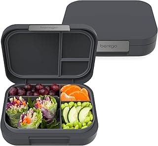 Bentgo Modern - Adult & Teen Bento Lunch Box; 3-4 Compartments, Leak-Resistant, 5.5 Cup Capacity/44 fl oz, Improved Locking Clips, Reusable, BPA-Free, Dishwasher/Microwave Safe Tray (Dark Gray)