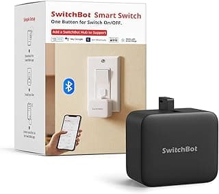 SwitchBot Smart Switch Button Pusher - Bluetooth Fingerbot for Rocker Switch/One-Way Button, Automatic Light Switch, Timer and APP Control, Works with Alexa When Paired with SwitchBot Hub (Black)