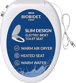 Bio Bidet BB550 Heated Bidet Seat with Warm Water Wash & Air Dryer, Night Light, Low Profile Design, Elongated