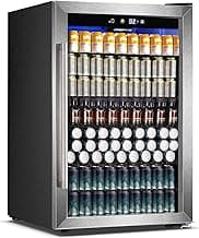 COWSAR 4.5 Cu.Ft Wine Fridge 37 Bottle, ETL Approved Freestanding Wine Cooler 145 Can Beverage Refrigerator with Stainless Steel Reversible Glass Door, Drink Fridge for Home Bar, Kitchen, Game Room