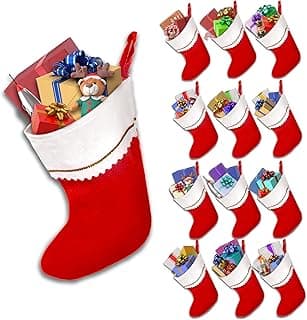 Windy City Novelties 12 Pack Red Felt 15" Christmas Holiday Stockings in Bulk - Customizable for Classrooms, Offices & Homes