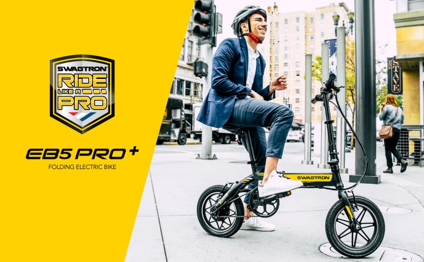 Swagtron Swagcycle EB-5 Plus Folding Electric Bike with Pedals and Removable Battery