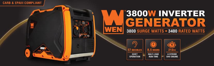 WEN 3800-Watt Inverter Generator, Electric Start, RV-Ready, Portable and Super Quiet with Fuel Shut-Off (56380i)