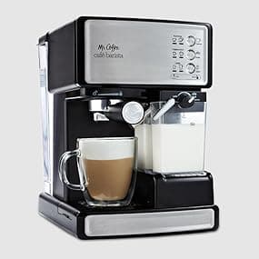 Mr. Coffee Espresso and Cappuccino Machine Stainless Steel Programmable Coffee Maker with Automatic Milk Frother 15-Bar Pump Ideal for Home Baristas